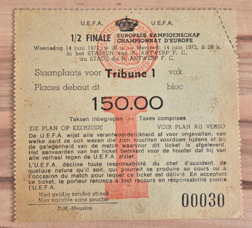Ticket euro 1972 72 - euro,