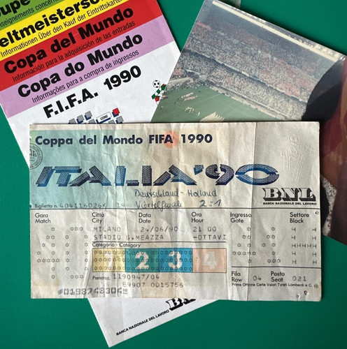 Ticket world cup - cup, 1990