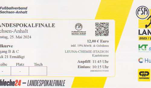 Pokalfinale ticket 24 - ticket, 25.5.24